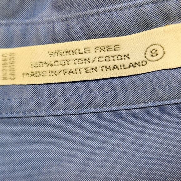 Foxcroft Top Shaped Fit Pinpoint Essential‎ No Iron Shirt Wrinkle Free Blue 8 - Picture 10 of 12